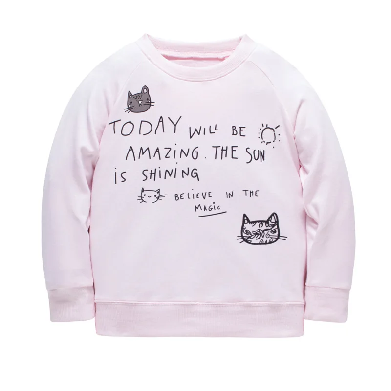 

2018 New Autumn Winter Girls Hoodies Baby Girl Tops Cartoon Cat Pritned Kids Clothes Cotton Girl Clothing For 2-7 Years