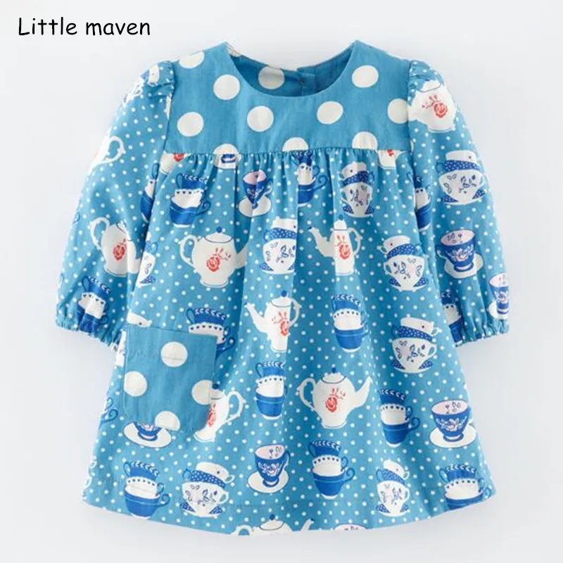 

Little maven kids brand 2018 autumn new design children's dress baby girls clothes Cotton cup print girl dresses S0402