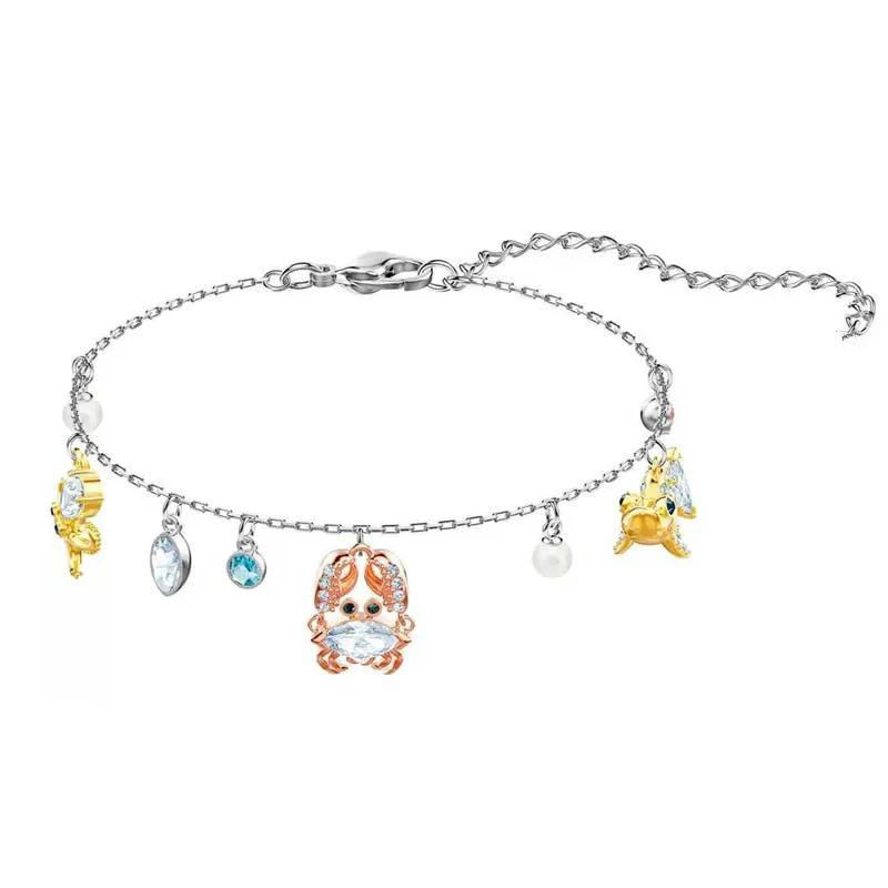 Амулеты серебряный модный браслет Swa 1:1 Подарки для женщин милый Краб Акула ювелирные изделия в богемном стиле