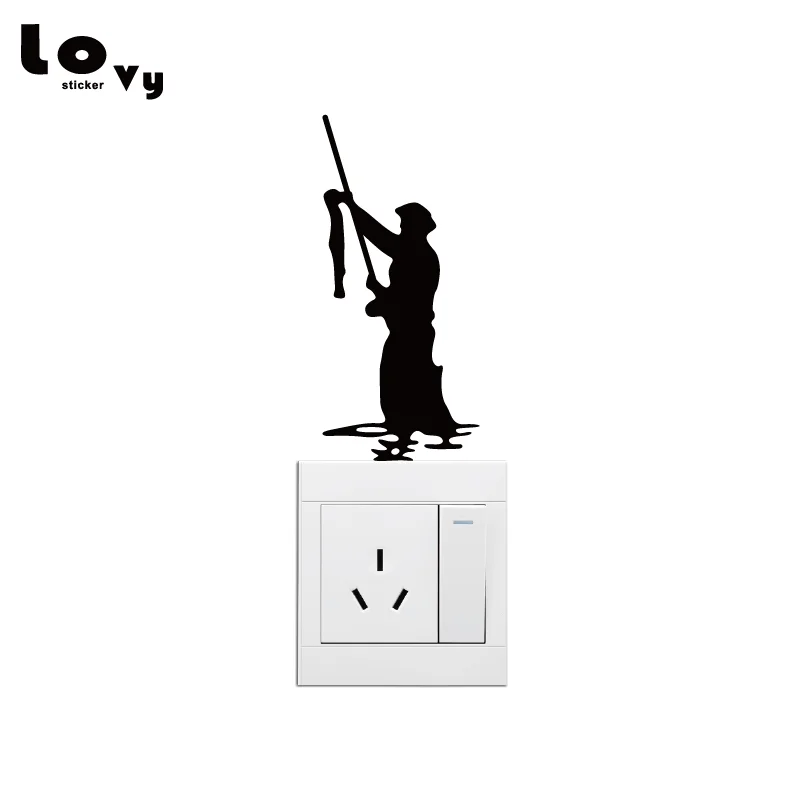 Man Fishing Outdoor Vinyl Switch Sticker Fashion Fisherman Silhouette Wall Sticker for Bedroom Home Decor SW0309 Man Fishing Outdoor Vinyl Switch Sticker Fashion Fisherman Silhouette Wall Sticker for Bedroom Home Decor SW0309