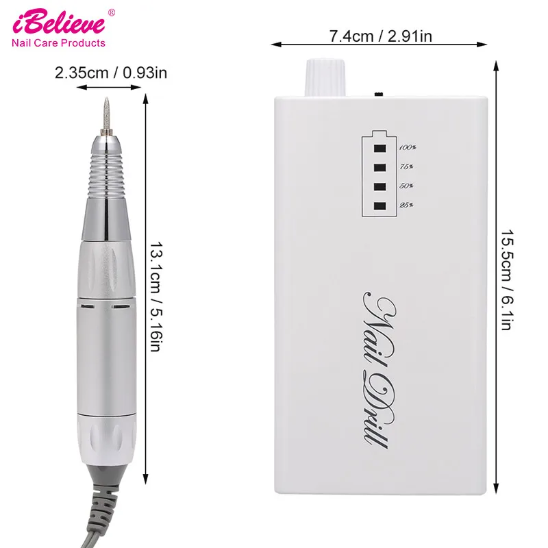 iBelieve 36w 30000R Cordless Electric Nail Drill Machine Acrylic gel remover Nail File Drill Bits Ceramic Nail Art Equipment