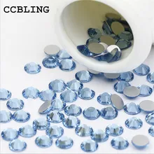 CCBLING Crystal Light Sapphire ss3-ss30 Nail Rhinestones Flat Back Non Hotfix Glitter Nail Stones,DIY 3d Nail Phones Decorations