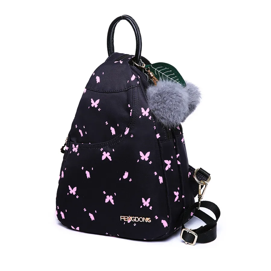 cute mini backpack small butterfly printing backpack for girls black