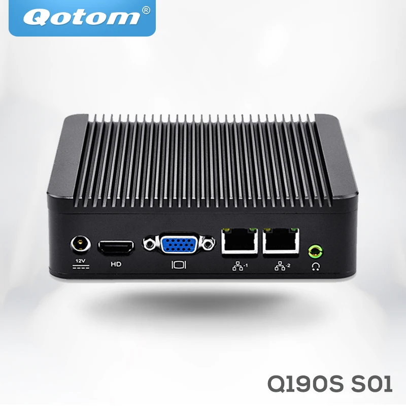 Qotom мини-компьютер Qotom-Q190S двойной гигабитный Lan четырехъядерный Celeron J1900 безвентиляторный 4 * usb COM Blu-Ray 1080 P IPC