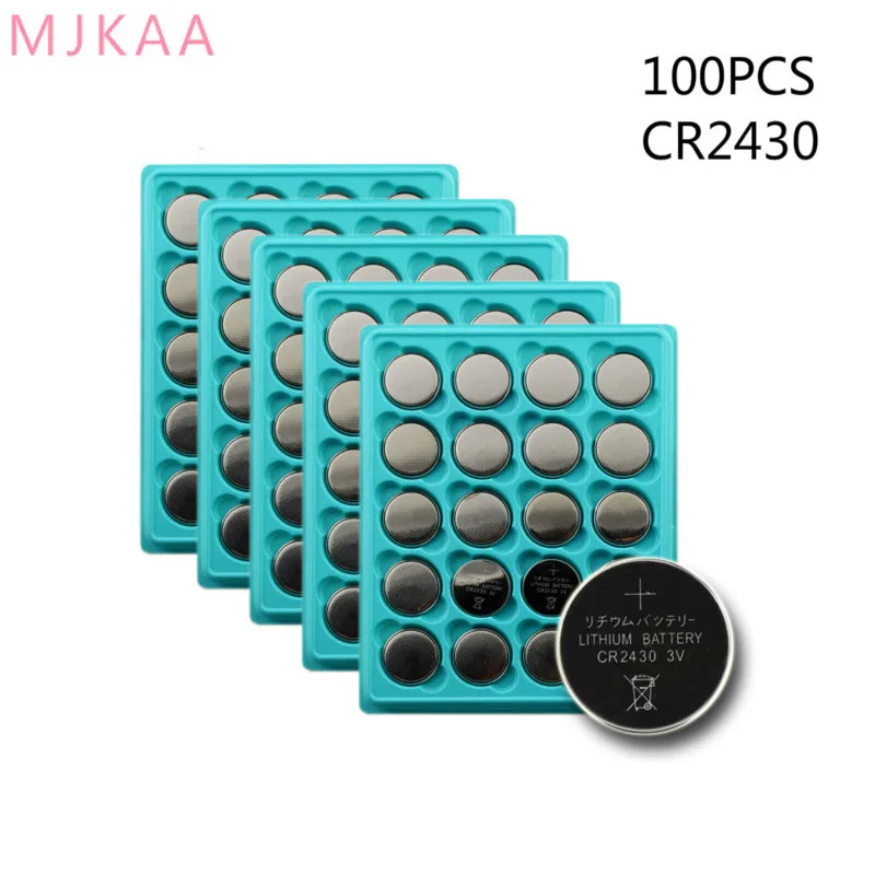 

100PCS CR2430 Button Batteries for Watch Electronic Toy Remote DL2430 BR2430 KL2430 Cell Coin Lithium Battery 3V CR 2430