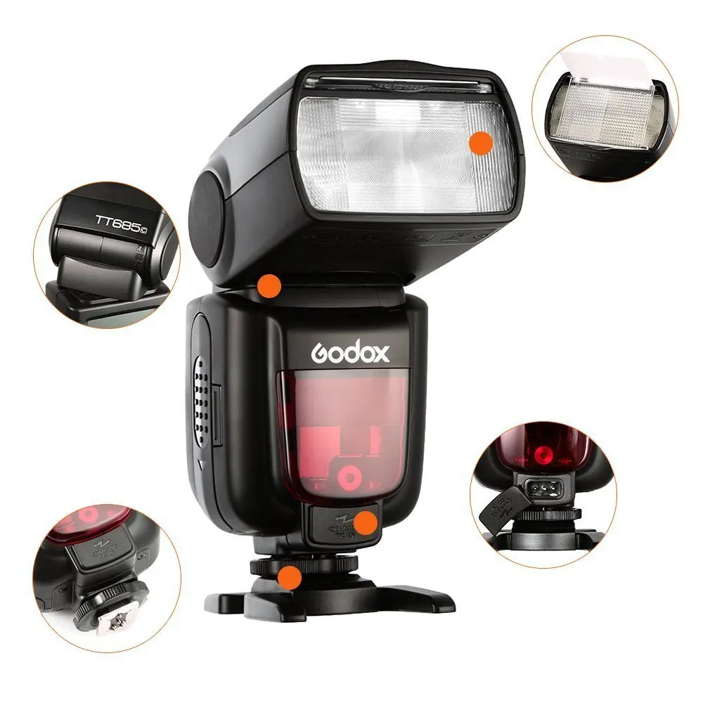 Godox камера вспышка 2,4 ГГц Высокая скорость ttl 1/8000s GN60 TT685C/N/S/O/F для Canon EOS/Nikon DSLR/sony/Olympus Panasonic/Fujifilm
