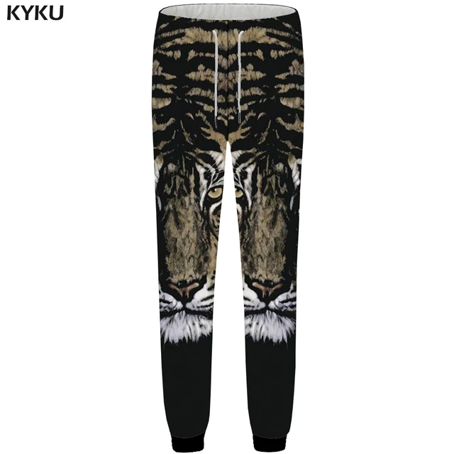 KYKU Tiger Sweatpants Men Animal Pants Black Jogger 3d Print Pants Straight Britches Gothic Anime Mens Trousers Streetwear New