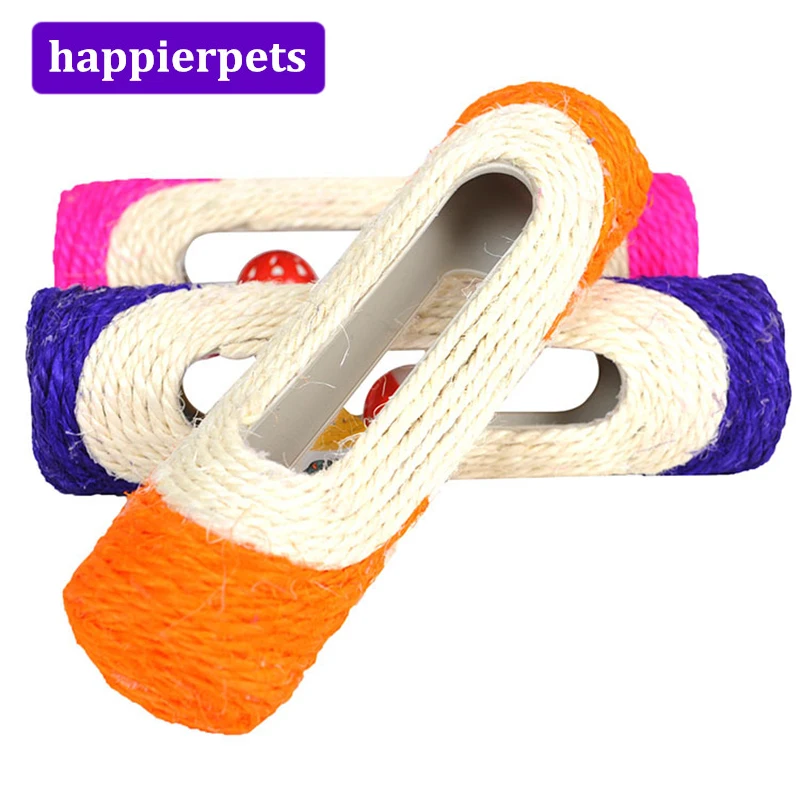 Sisal Cats Scratch Bite Tool Roller Sounding Toy Bell Ball Interactive