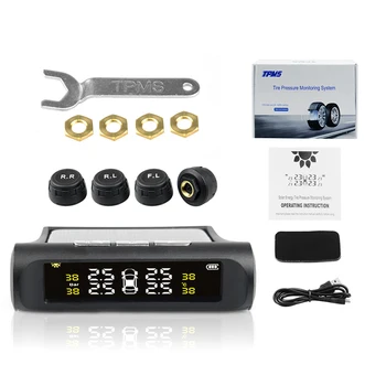 

TPMS Tire Pressure Monitoring System 12V Real Time Wireless Digital Tire Pressure Alarm Car Charger with 4 Sensors