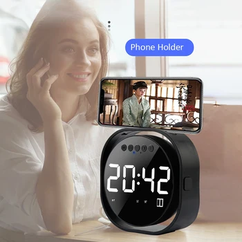 

BOX Q106 Multifunctional Electronic Intelligent Alarm Clock Student Bluetooth Sound Box Mirror Portable Subwoofer Support TF FM