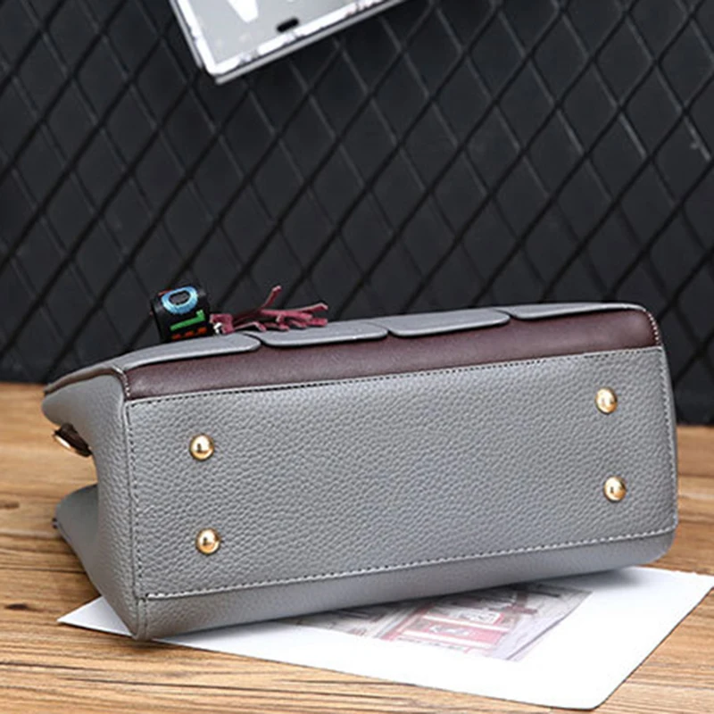 Women Leather Handbags Tassel Female Stitching Messenger Shoulder Bag Ladies Crossbody Bags Bolsa Top-Handle Purse Tote SS7236 (7)
