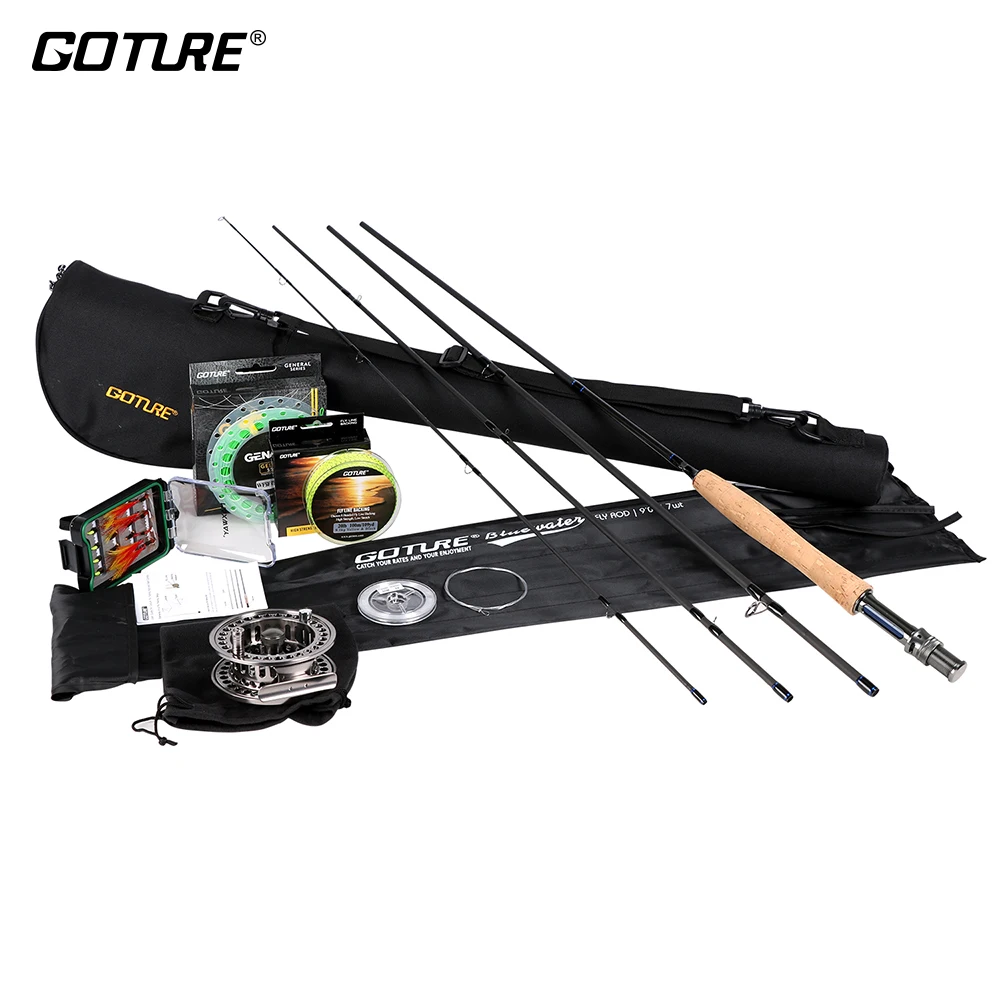 

Goture 2.7M Fly Fishing Rod 5WT/7WT Rods with 5/6 7/8 CNC-machined Aluminum Fly Reel Main/Backing Lines Fly Flies Combo Kit Set