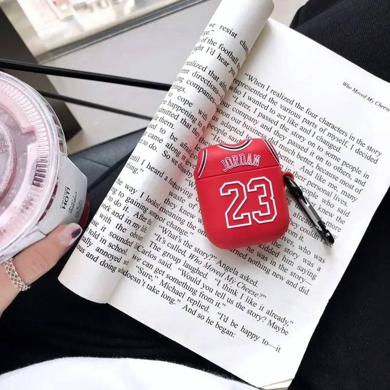 Hot fashion Soft silicone Wireless Earphone Charging Cover Bag for Apple AirPods 1 2 Flying man Jordan 23 Bluetooth Headset Box