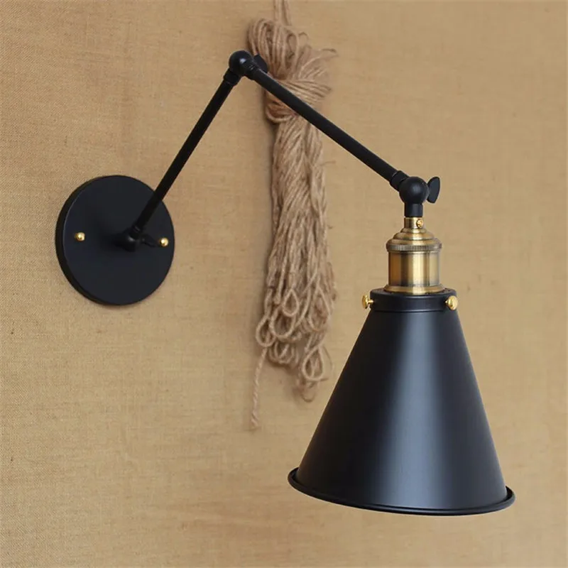 

E27/E26 Retro Loft Industrial Vintage Wall Lamp light Wall Sconce Adjustable Handle Metal Rustic Loft Light Sconce Fixtures