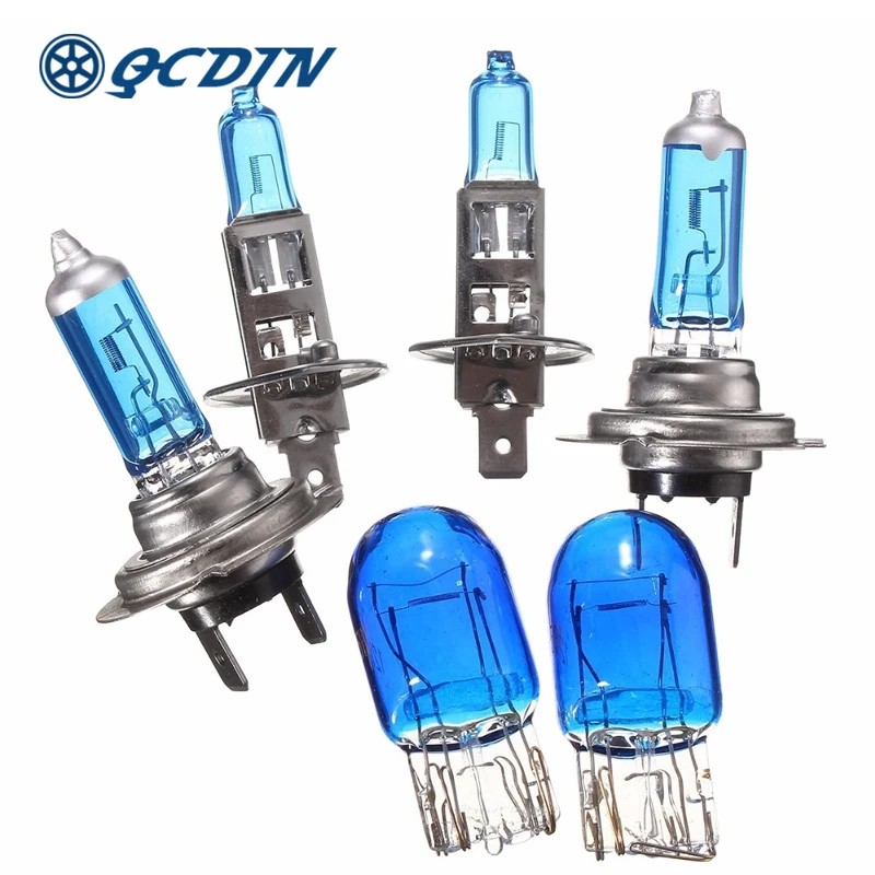 

QCDIN Car H1 H7 Bulb Warm White High Power 100W 12V Car Headlight Bulb T20 Sidelight Bulb HeadLight Replacement Lamp