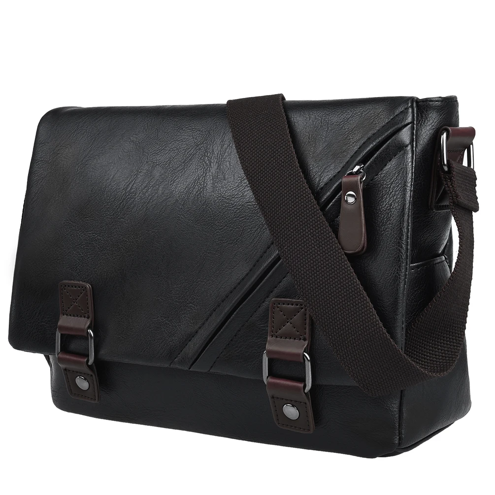 Vbiger Men Shoulder Bag PU Leather Messenger Bag Classic Briefcase