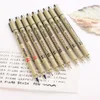 Pigment Liner Micron Pen Set Neelde Drawing Pen lot 005 01 02 03 04 05 08 1.0 Brush Art Markers Fineliner Sketching Pen 2