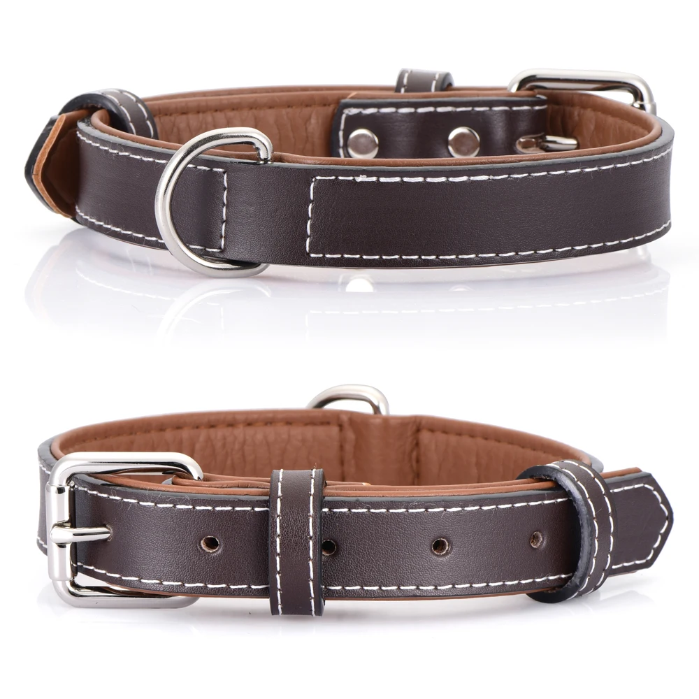 

Big and Small and medium-sized dog collar genuine Leather and PU
