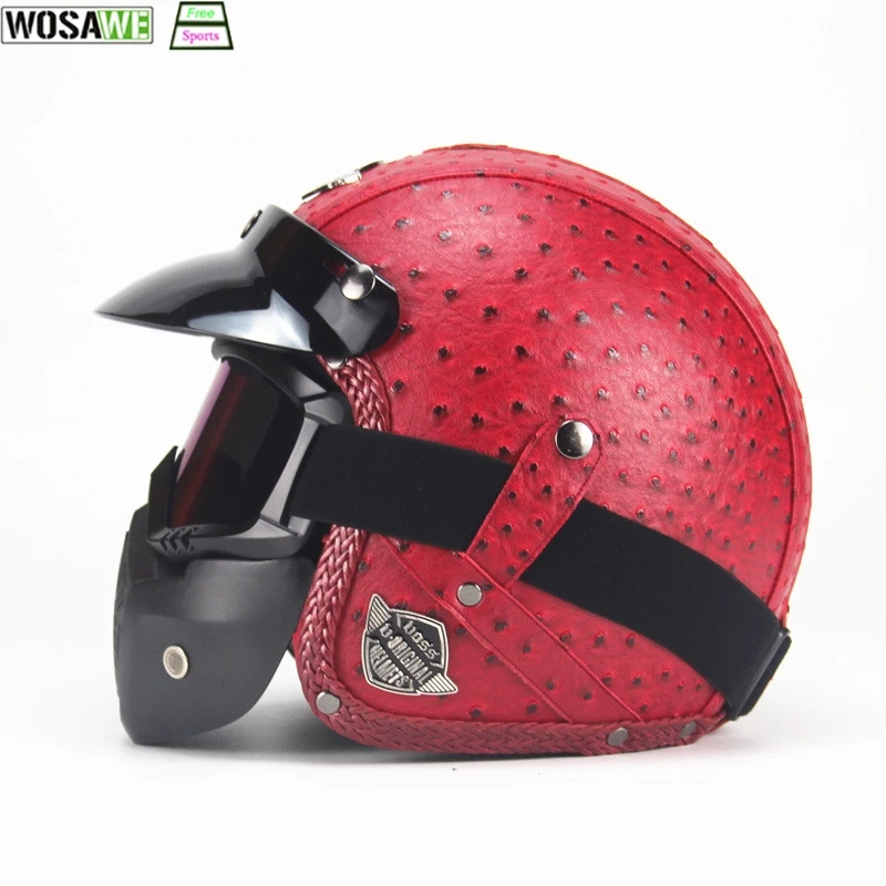 WOSAWE mtb велосипедный шлем из искусственной кожи 3/4 Chopper moto Racing moto cross Head Защитная Экипировка Ветрозащитная маска для лица WOSAWE mtb велосипедный шлем из искусственной кожи 3/4 Chopper moto Racing moto cross Head Защитная Экипировка Ветрозащитная маска для лица