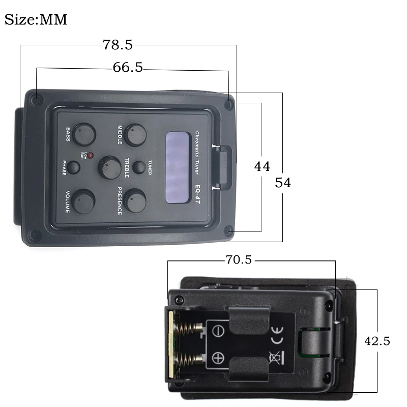 EQ-4T 4 акустической гитары Пикап Электрогитары эквалайзер с тюнер ЖК-дисплей Дисплей и объем Управление пикапы R-4T