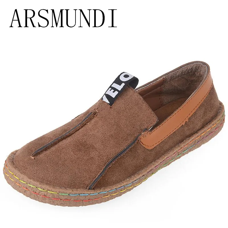 

ARSMUNDI 2018 New Spring Women Loafers Shoes Round Toe Oxford Shoes for Woman Casual Soft Bottom Flats Wide Slip-on Shoes L139