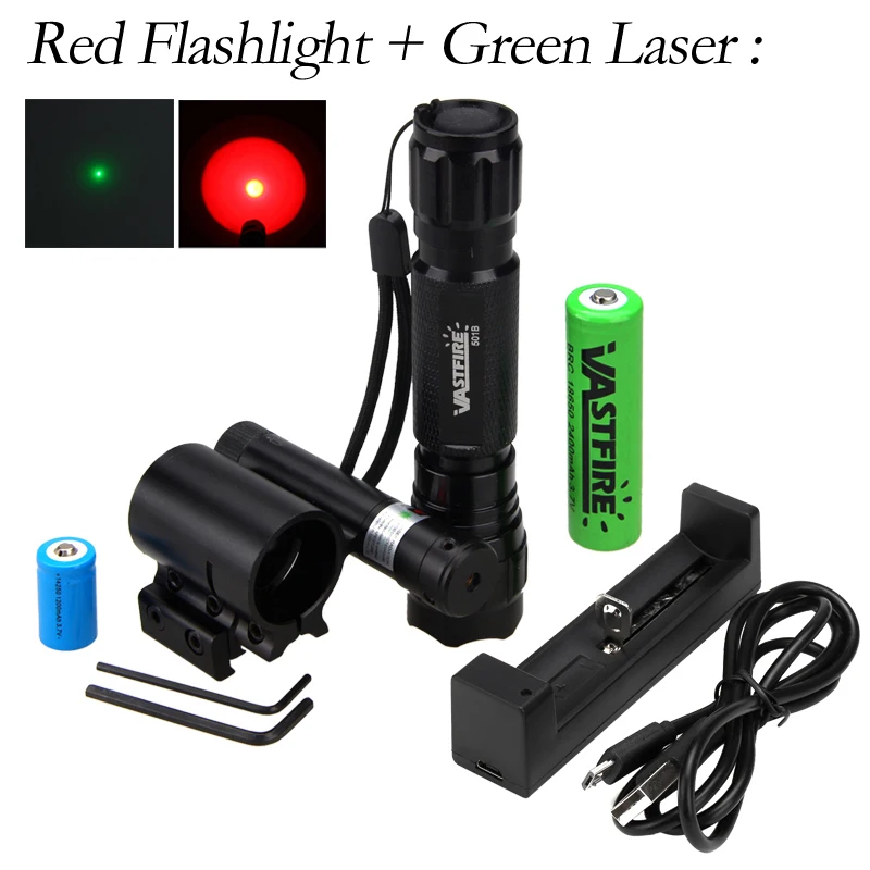 Lanterna + Ponto Luz ao ar Tactical Scout Arma Livre Caça Laser Verde 20mm Pistolas Lazer Vista Ferroviário Montagem Cr2 18650 Carregador Usb 7 Tactical scout arma luz ao ar livre