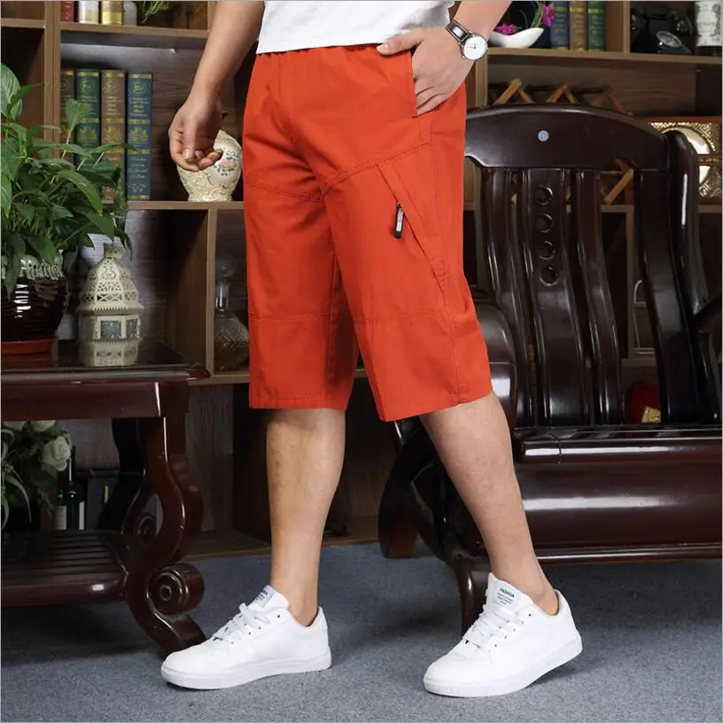 Новые летние мужские повседневные шорты большого размера эластичная резинка на талии свободные шорты хорошего качества мужские хлопковые однотонные шорты Размер 6XL
