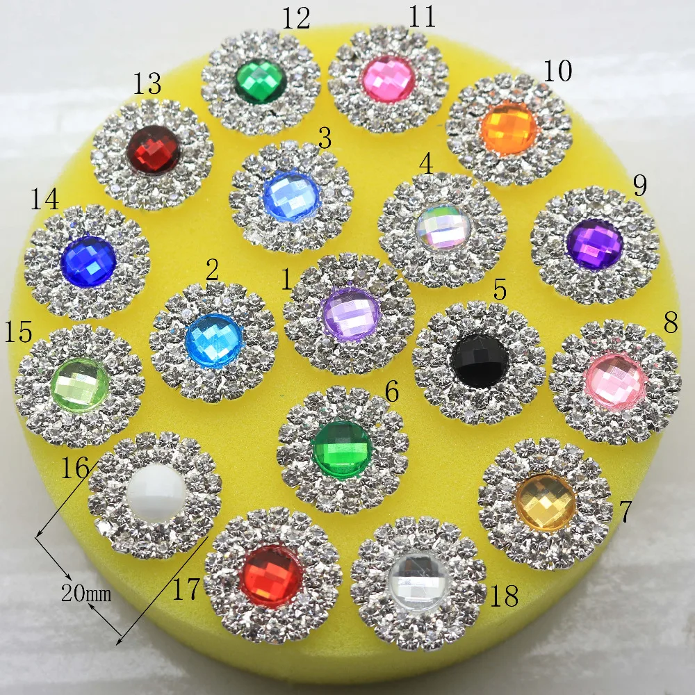 

Factory price, flatback Double row Round Circle Silver Plated Rhinestone buttons,DIY craft supply,Wedding decoration