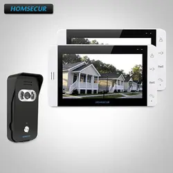 HOMSECUR 7 "проводной Hands-free видео запись двери Интерком охранника + белый монитор 1C2M: камера TC021-B (черный) + монитор TM703-W (белый)