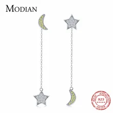 MODIAN Горячая стерлингового серебра 925 Звезда& луна серьги гвоздики для женщин прозрачный CZ свадебные Модные свадебное украшение бижутерия