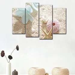 Современные раковины принты и Плакаты Home Decor настенные панно HD с принтом 4 шт. холсте Абстрактная пляж и Камея Shell картины