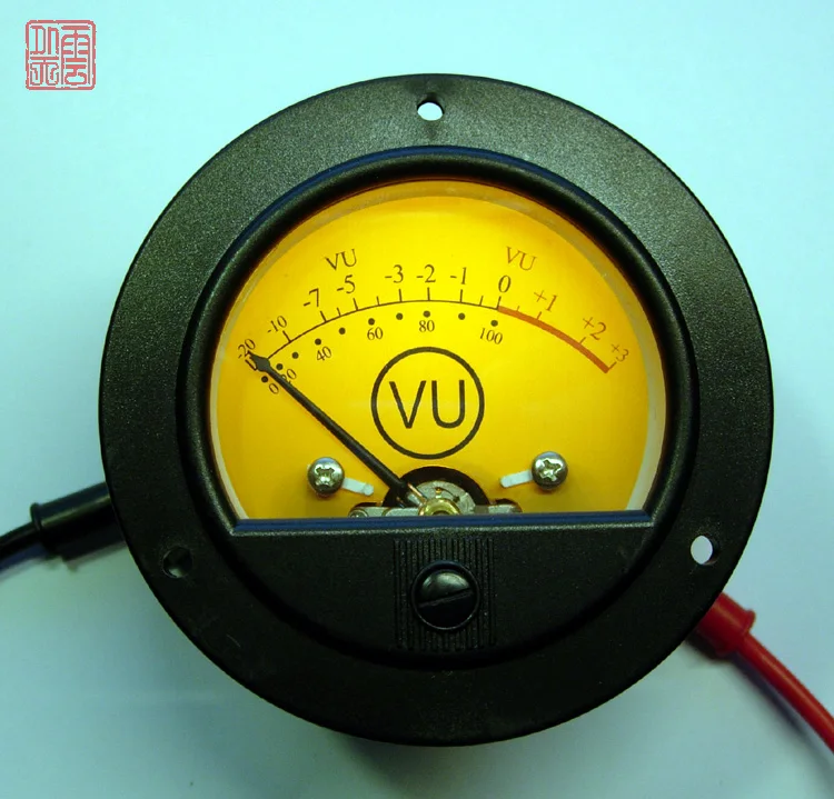 Круглая черная указка в стиле ретро с циферблатом измеритель уровня VU Meter желтая