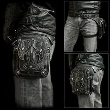 Calidad superior de LA PU de Cuero Para Hombre de La Cintura Bolsa de Pierna de La Gota Punky Roca Bum Hip Cinturón Monedero de La Bolsa de La Motocicleta Jinete Cráneo Bolsas de Hombro Mensajero