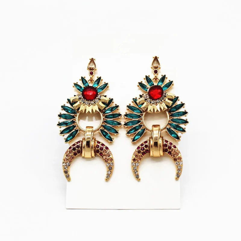 

2018 Colorful Crystal Vintage Drop Earrings Baroque Design Dangle Earring Royal Princess Jewelry Wedding Jewel Wholesale ABE75