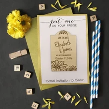 Персонализировать имена, дата гравированная деревянная карточка сохранить дату свадебные пригласительные бумажные открытки магниты, магнит на заказ, свадебный подарок, из дерева в деревенском стиле