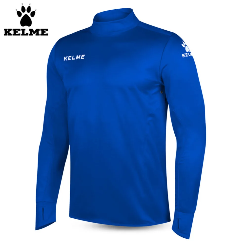 

Kelme K15Z304 Men Soccer Jerseys Polyester Stand Collar Sharkskin Training Long-sleeved Pullover Dark Blue