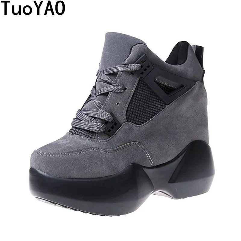 

Women's High Heels 2019 Fashion Breathable PU Shoes Women Platform Height Increased Shoes 12 CM Thick Sole Zapatos Mujer