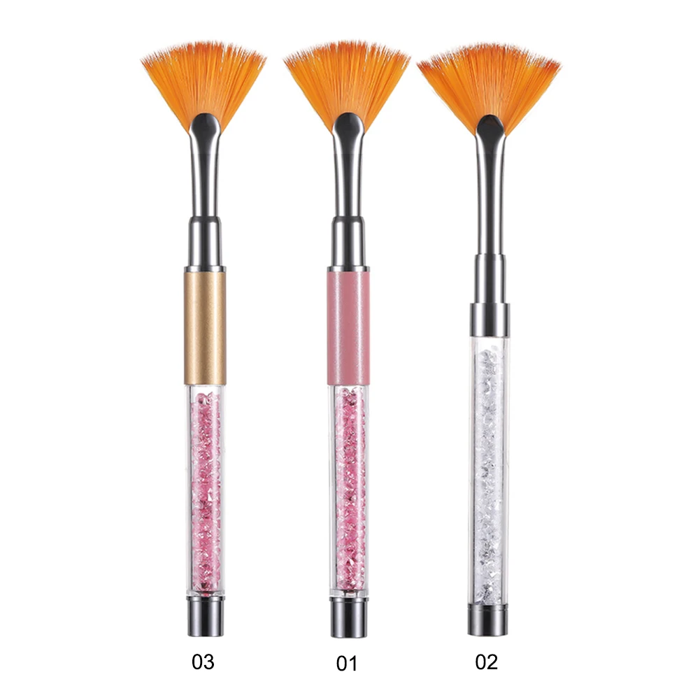

1pc Nail Art Brush Fan Shape Pen Painting Cleaning Rhinestone Handle Dust Glitter Powder Remover Pen 3D Painting Gel Nail Brush