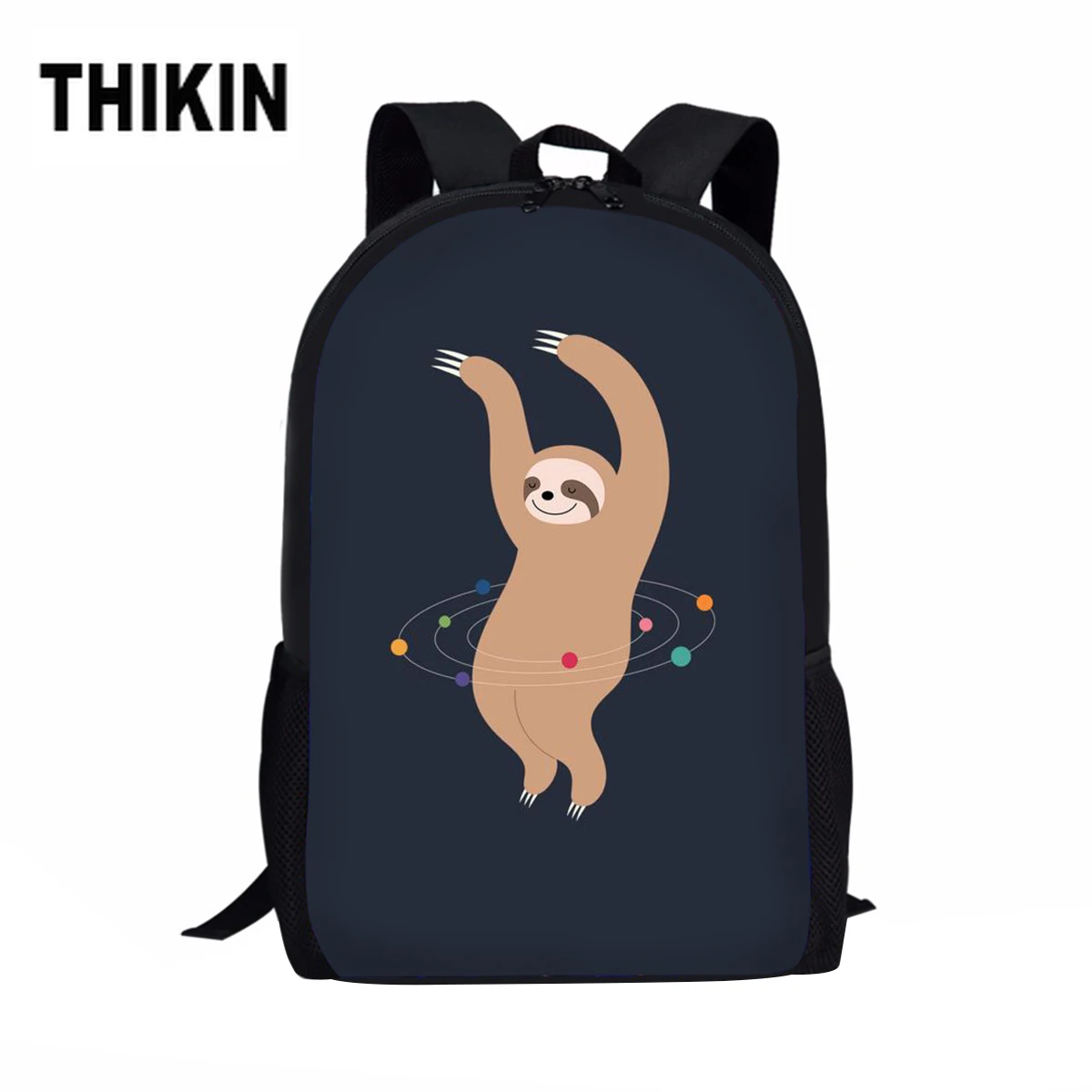 

THIKIN Pink Cartoon Sloth Print Backpacks for Teenage Girls Women Daily Mochila Animal Pattern Bookpack for Kids High Quality