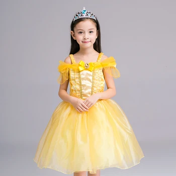 

ABGMEDR 3-10Yrs Girls Party Dress for Belle Cosplay Clothing Girls New Year Dress Children Formal Dress Monsoon Kids Clothes
