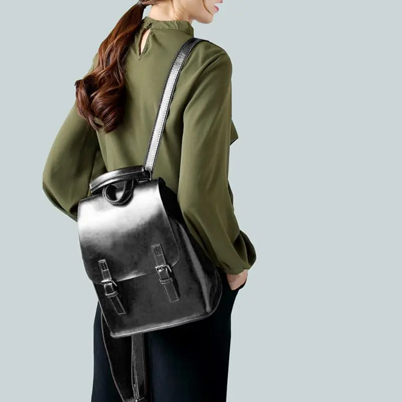 

Genuine Leather Backpack Women Schoolbag Rucksack Travel Daypack Bookbag