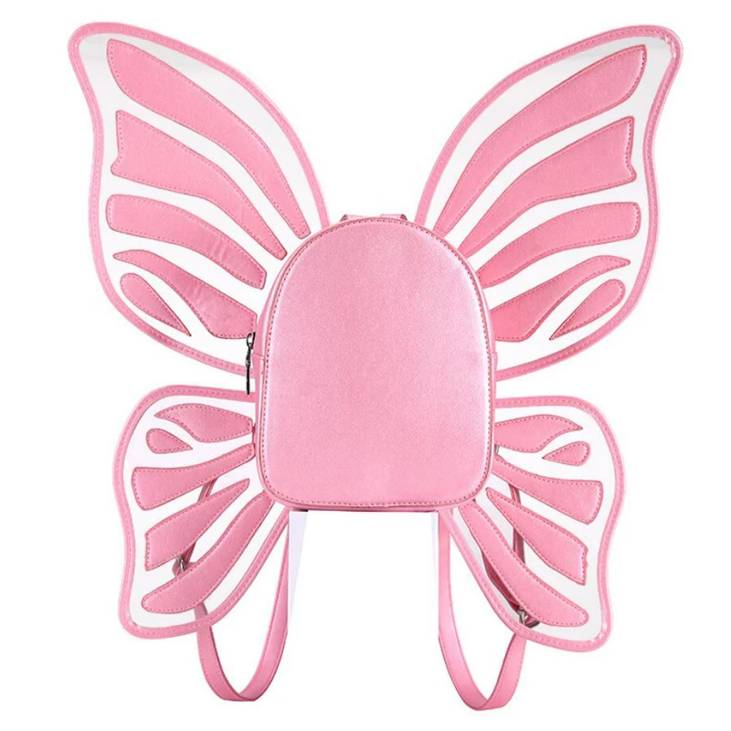 

Fun Butterfly Backpacks Women Transparent Pu Leather Pink Schoolbags Teen Girl Mini Travel Backpack Laser Casual School Bookbags