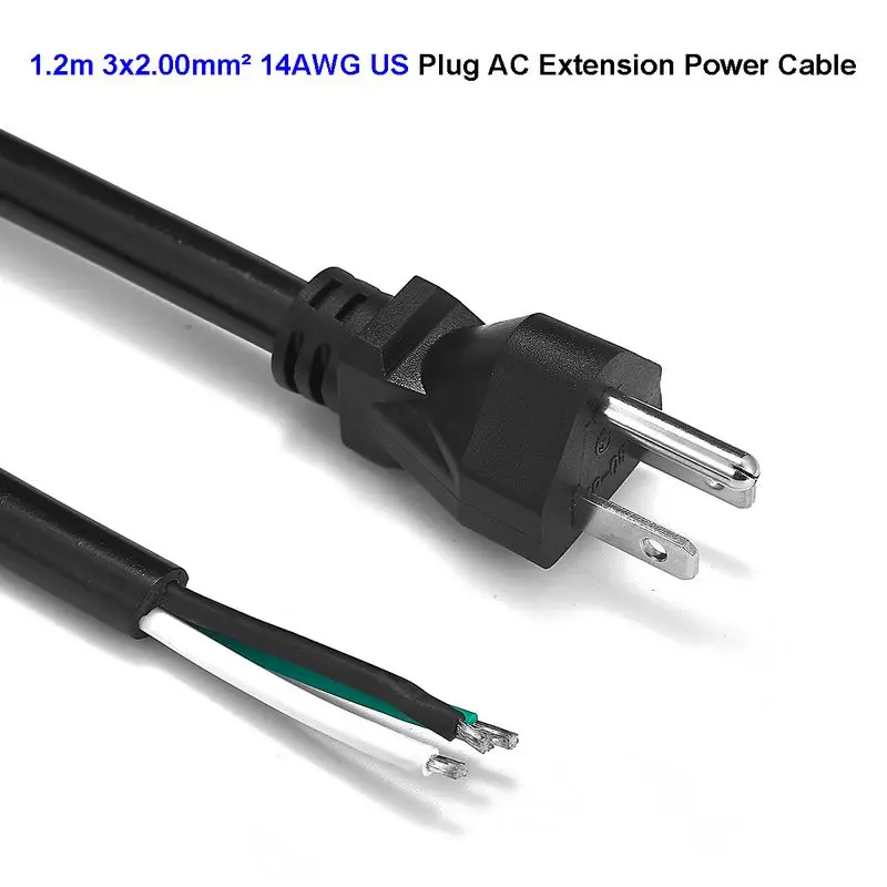 US USA Power Supply Boxes Cable 1.2m 4ft 14AWG Stripped AC Power Cord For Electrical Sockets