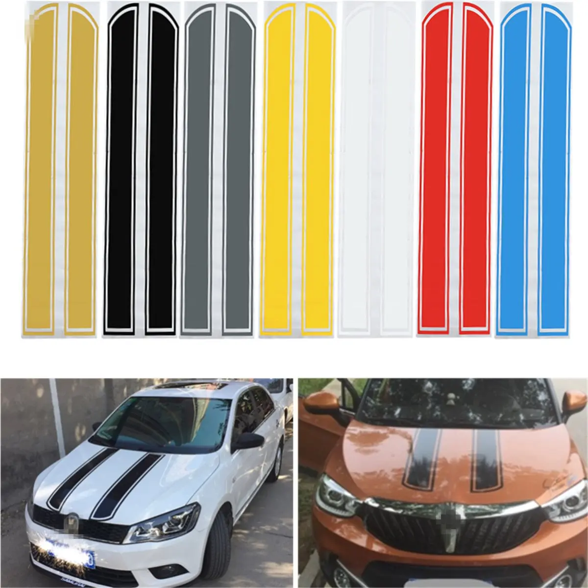 Universal 130cm x 24cm Car Hood Scratched Stickers Engine Cover Styling Reflective Decal Stripe Vinyl DIY Decoration PVC junction produce jp luxury reflective windshield sticker ho car auto motorcycle vinyl diy decal exterior window body car styling