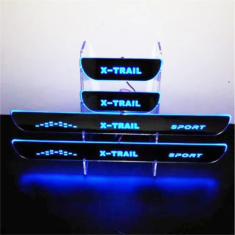 Parrillas de puerta LED ABAIWAI para Nissan x-trail rascador de placas de protección para el Exterior del coche X Trail 2008-2013 2014 de 2015, 2016 4 unids/set