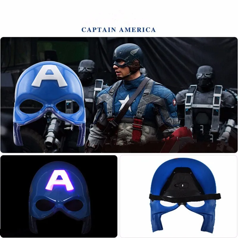Супергерой Капитан Америка и Человек-паук Optimus Prime маска для взрослых детей партии Хэллоуин подарок на день рождения светодиодный маски с подсветкой - Цвет: America Captain