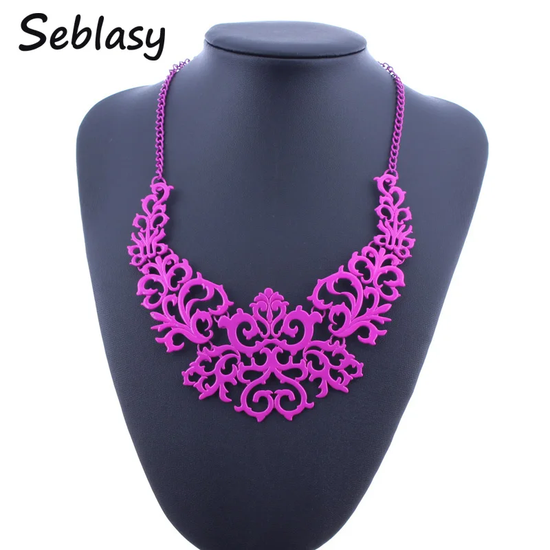 

Seblasy Fancy Vintage Ethnic Jewelry Bohemia Gypsy Hollow Flower Necklaces & Pendants Tattoo Statement Collar Necklaces Women