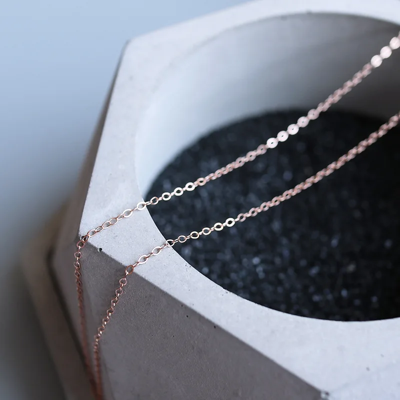 

Rose Gold filled thin flat O type shape high grade copper link necklace Chain for making jewelry accessories 1.3mm 1meter
