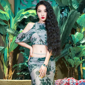

New Belly Dance Dress Women Sexy Green Practice Costume Female Professional Oriental Dance Performance Costume 2 PCS DQL1293