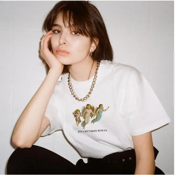 

You Cant Sit with Us Three Angels Top Printed T Shirt Women Fashion Personality Tee Girls Shirt Angel Cute Tee Tops Dropshipping